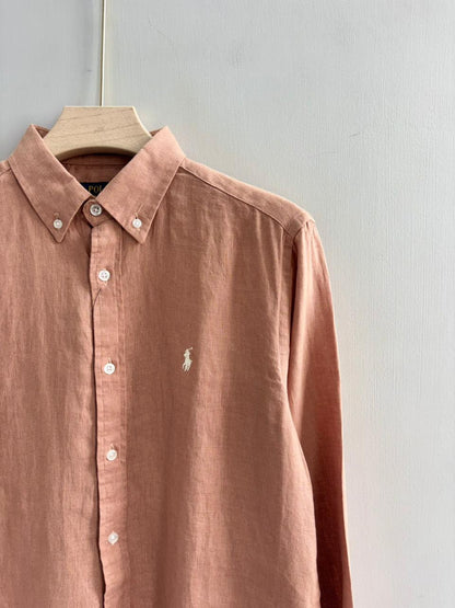 PEACH PURE LINEN SHIRT