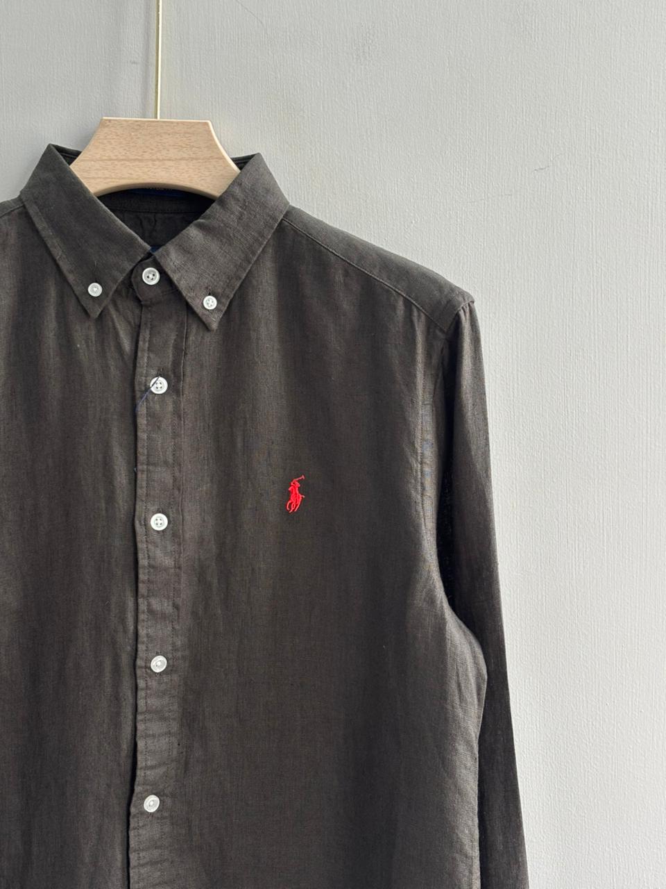DARK GRAY PURE LINEN SHIRT