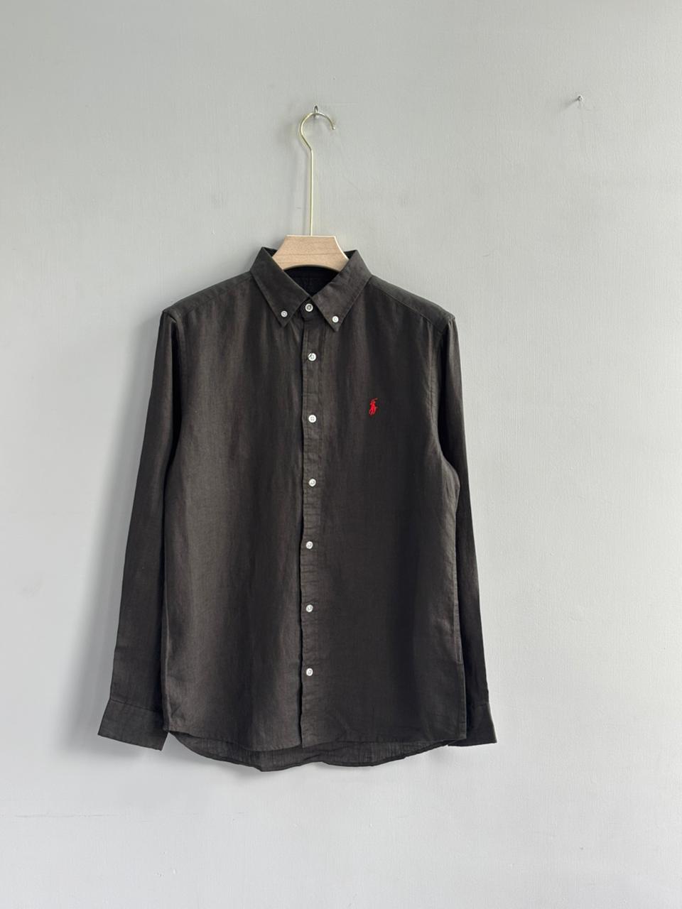 DARK GRAY PURE LINEN SHIRT