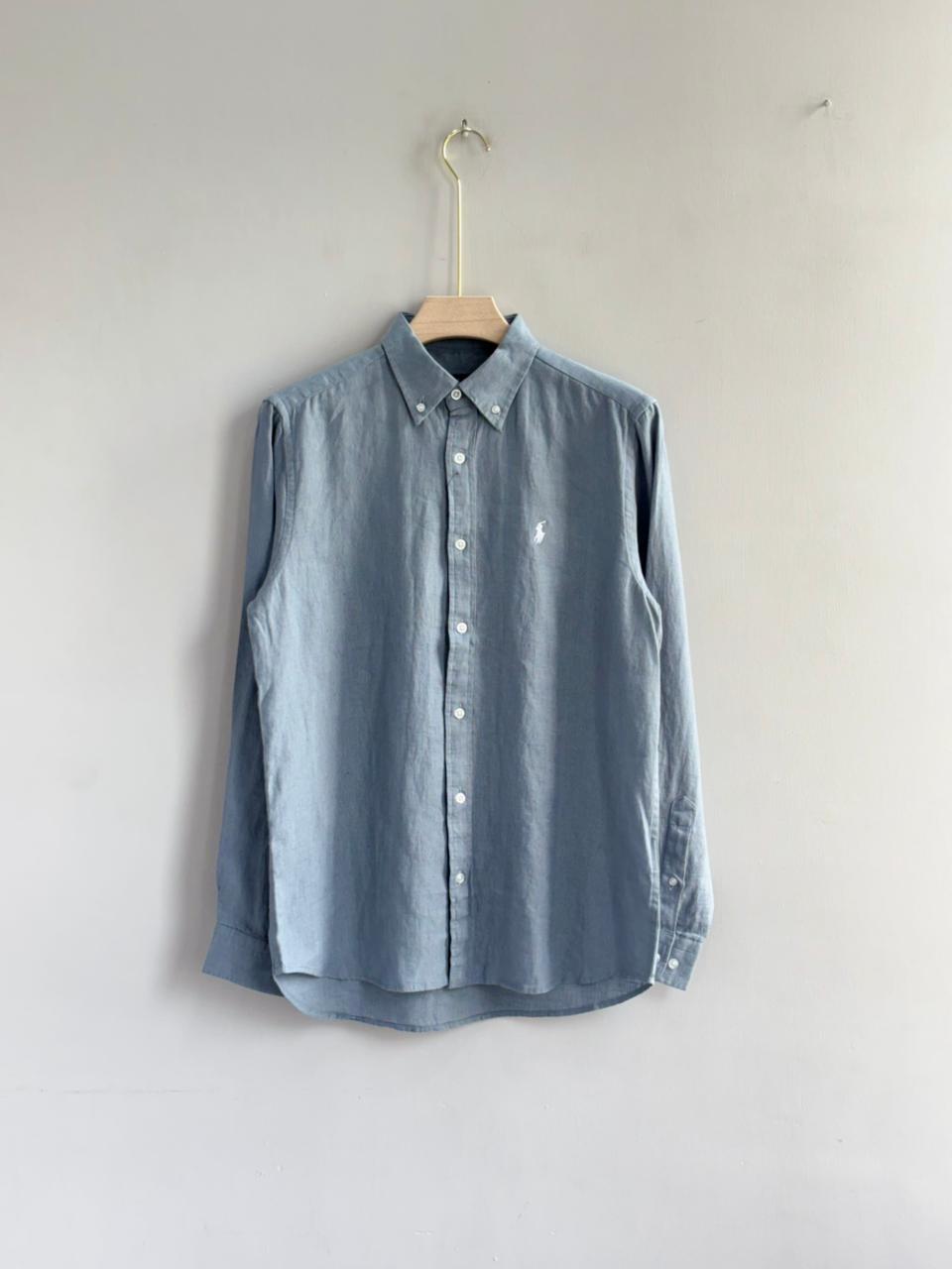 LIGHT BLUE PURE LINEN SHIRT
