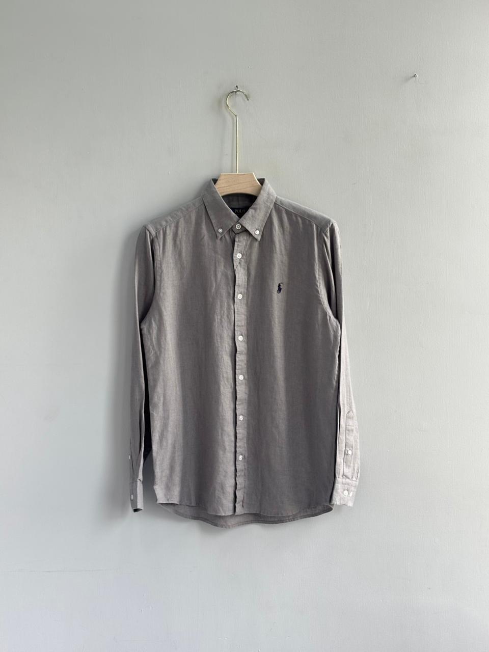 LIGHT GARY PURE LINEN SHIRT