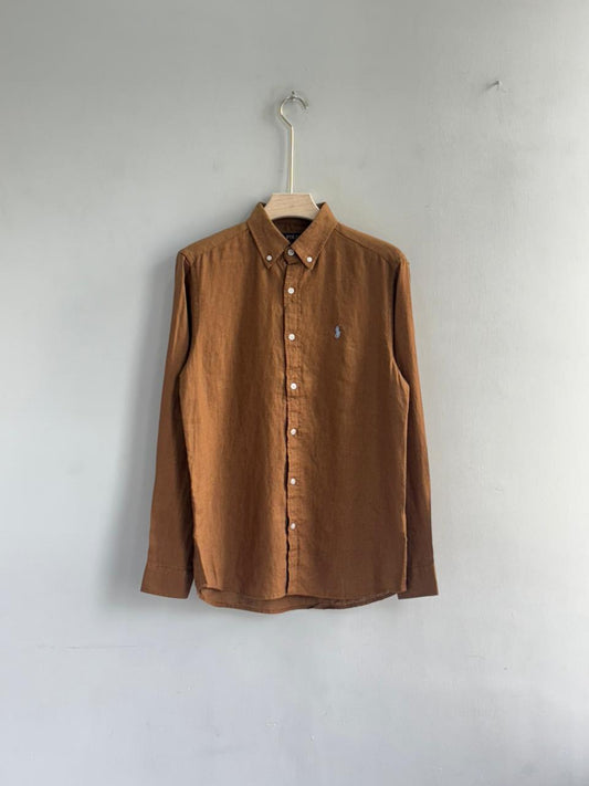 BROWN PURE LINEN SHIRT