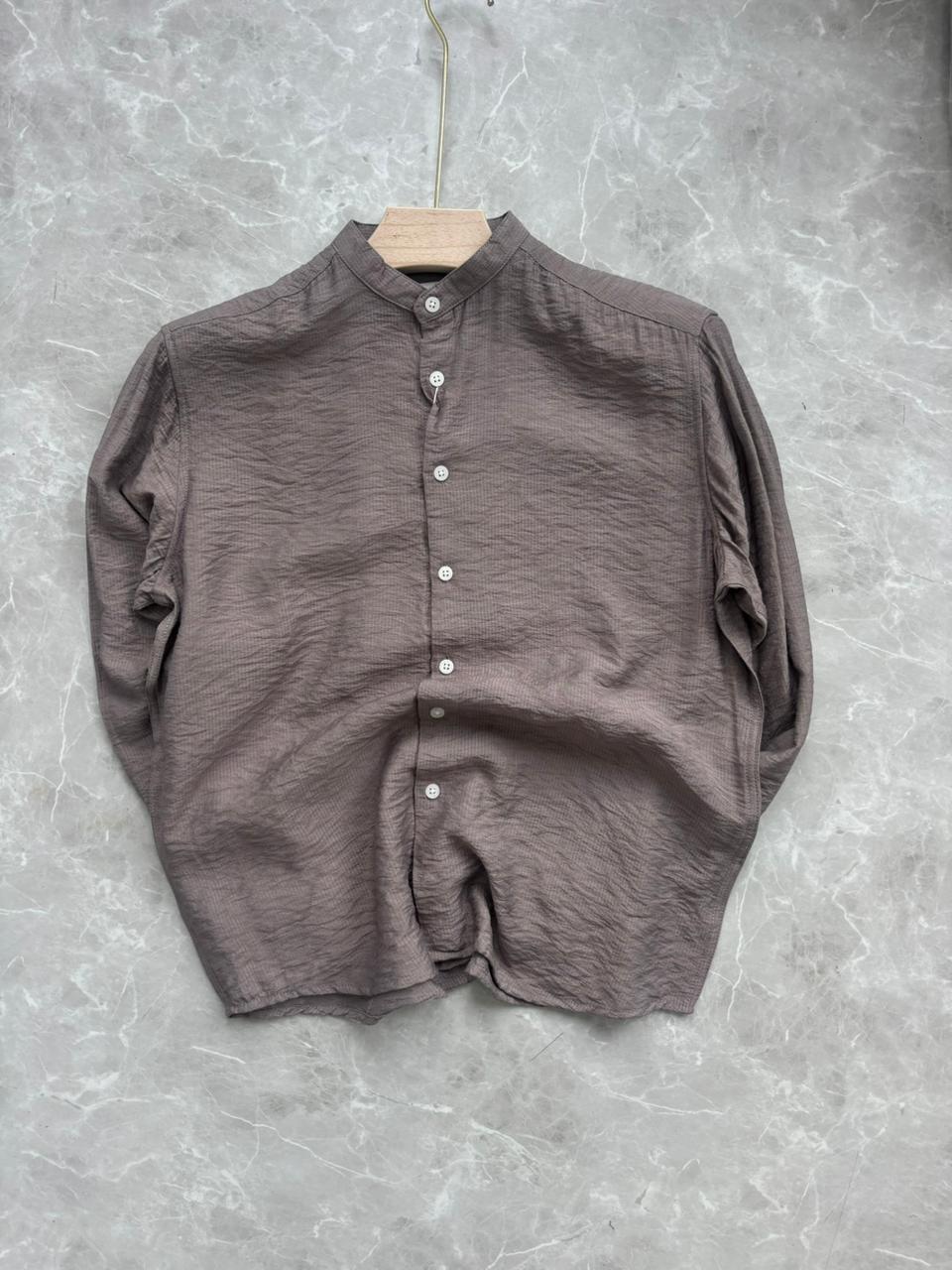 GRAY IMPORTED CRUSHED MANDRIAN COLLAR SHIRT