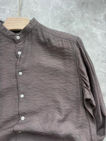 GRAY IMPORTED CRUSHED MANDRIAN COLLAR SHIRT