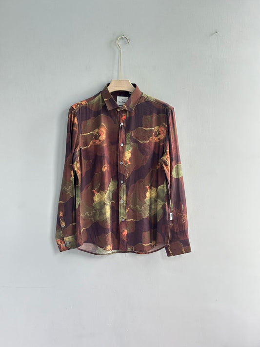 BROWN IMPORTED CRUSHED PRINTED SHIRT