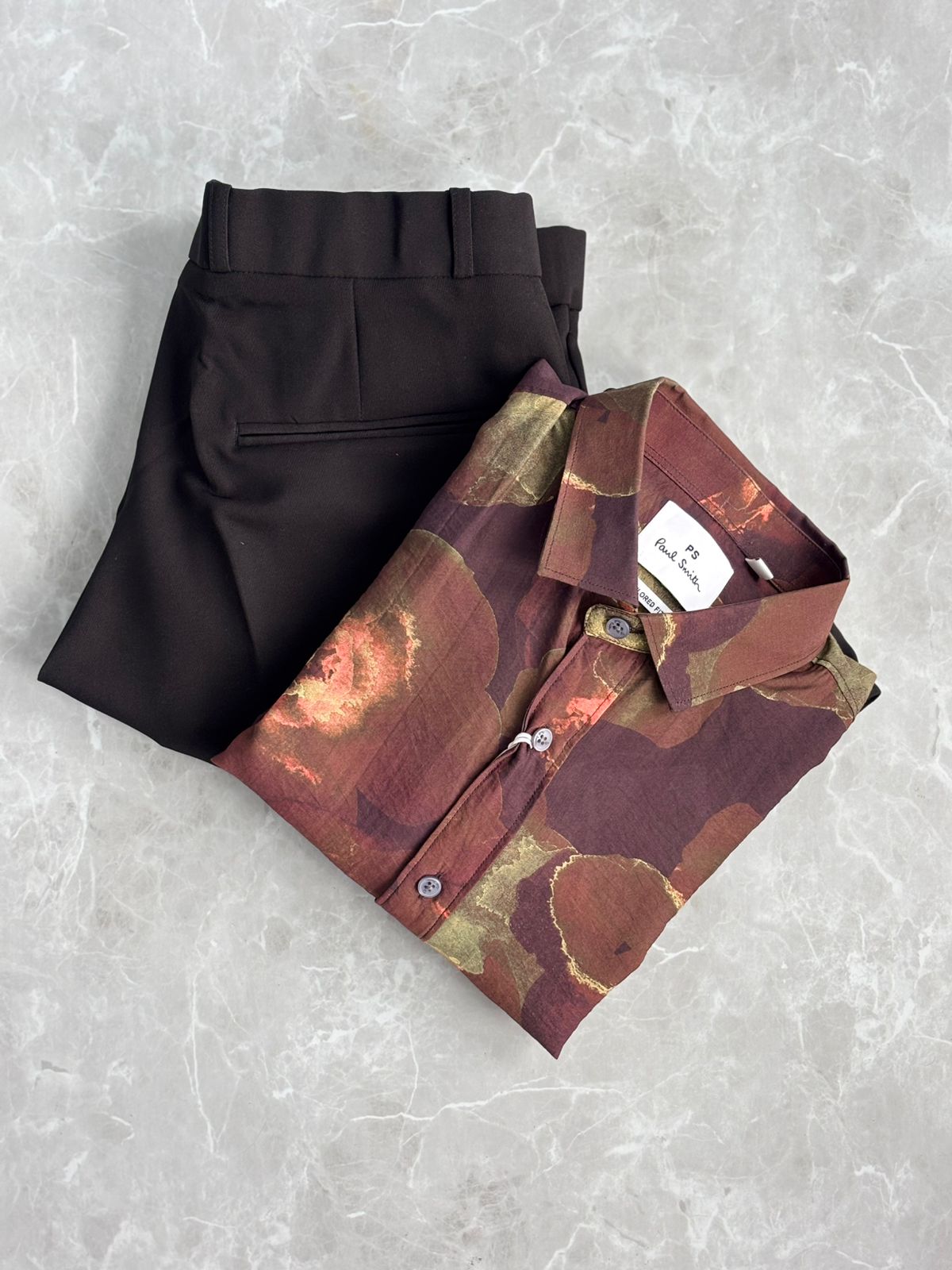 BROWN IMPORTED CRUSHED PRINTED SHIRT