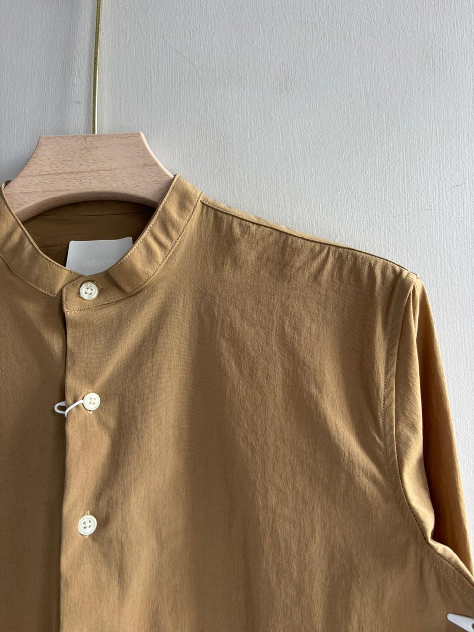 LIGHT BROWN IMPORTED CRUSHED MANDRIAN COLLAR SHIRT