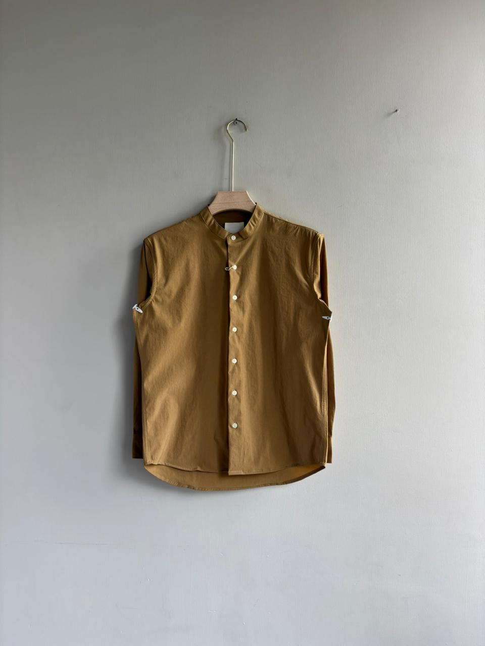LIGHT BROWN IMPORTED CRUSHED MANDRIAN COLLAR SHIRT