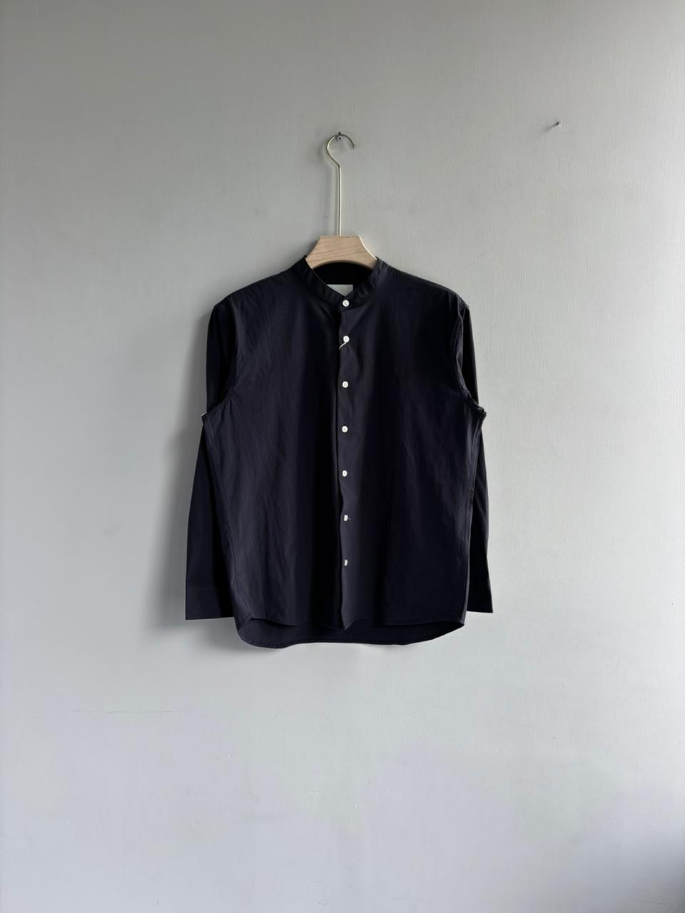 BLUE IMPORTED CRUSHED MANDRAIN COLLAR SHIRT