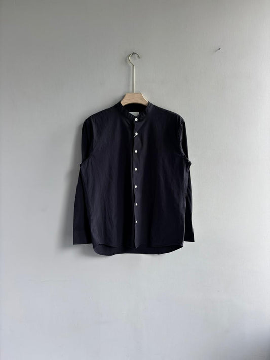 BLUE IMPORTED CRUSHED MANDRAIN COLLAR SHIRT