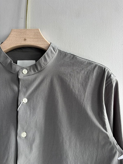 DARK GRAY IMPORTED CRUSHED MANDRIAN COLLAR SHIRT