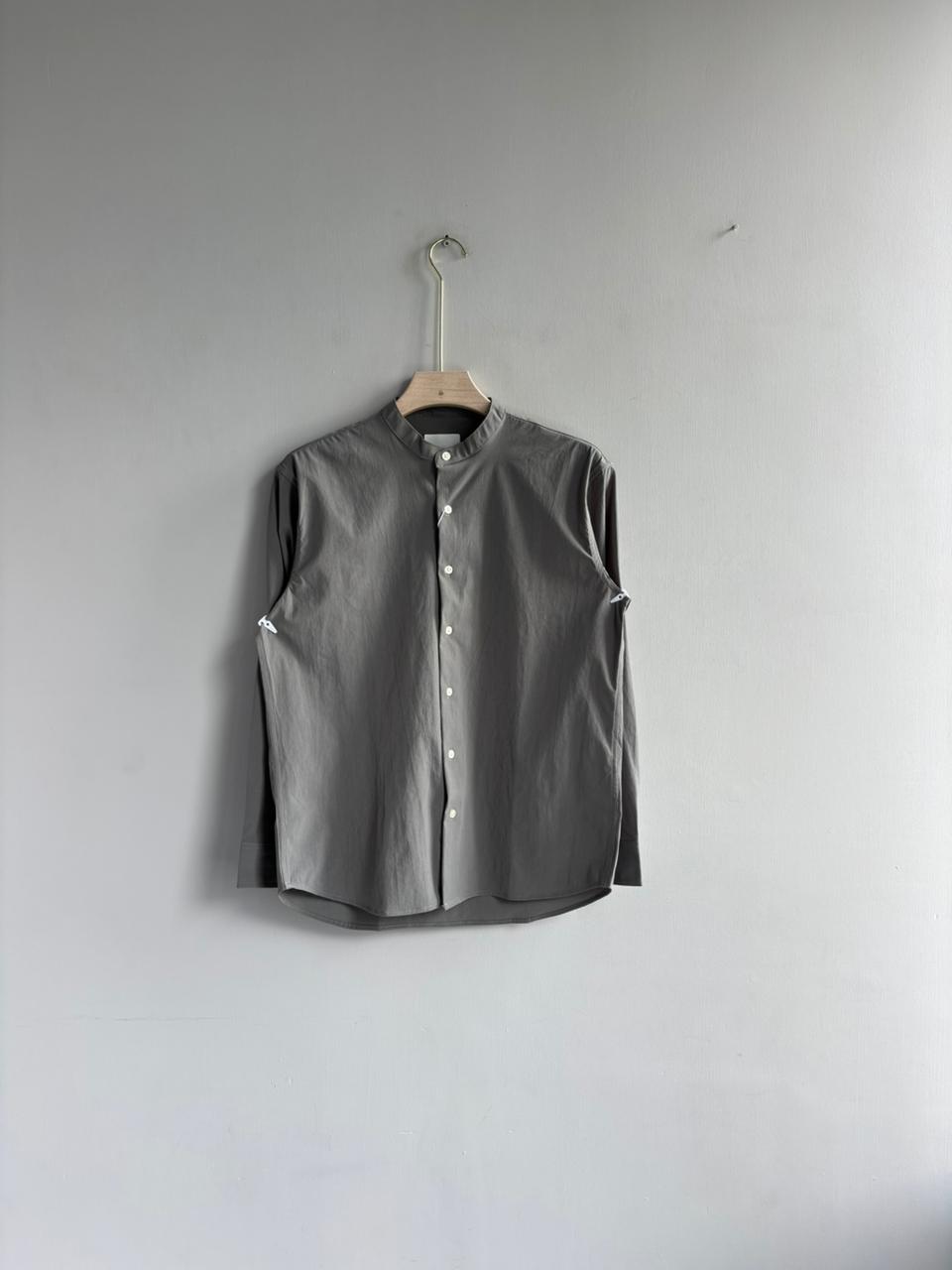 DARK GRAY IMPORTED CRUSHED MANDRIAN COLLAR SHIRT