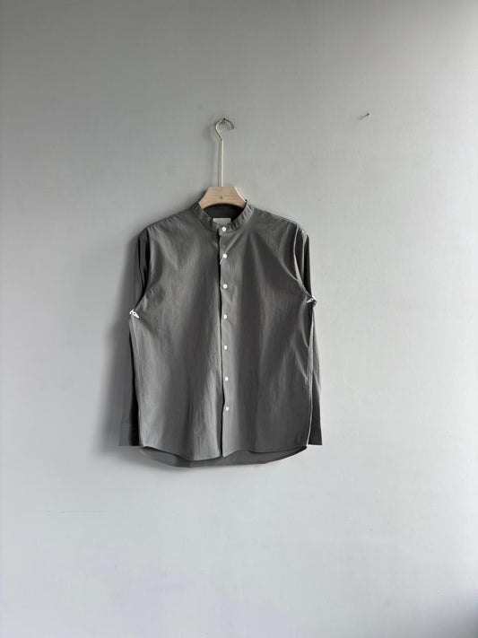 DARK GRAY IMPORTED CRUSHED MANDRIAN COLLAR SHIRT