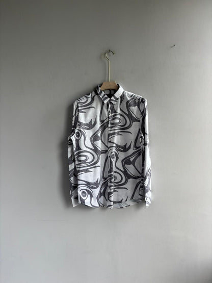 WHITE IMPORTED PRINTED SHIRT