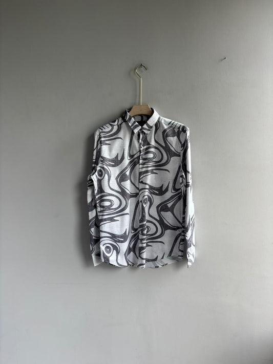 WHITE IMPORTED PRINTED SHIRT