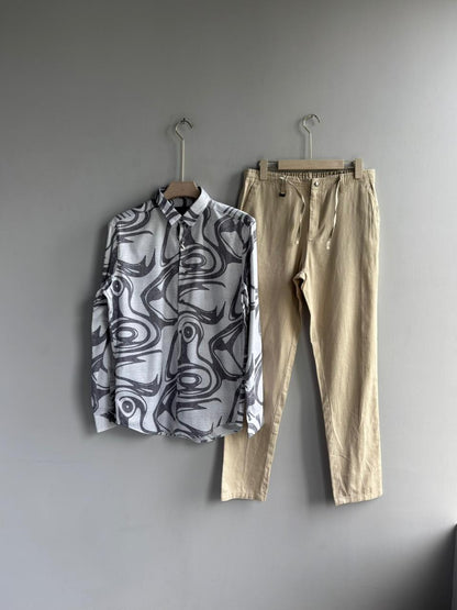 WHITE IMPORTED PRINTED SHIRT