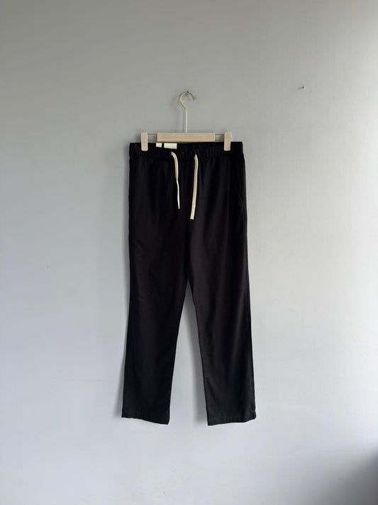 BLACK RELAX FIT LINEN TROUSERS