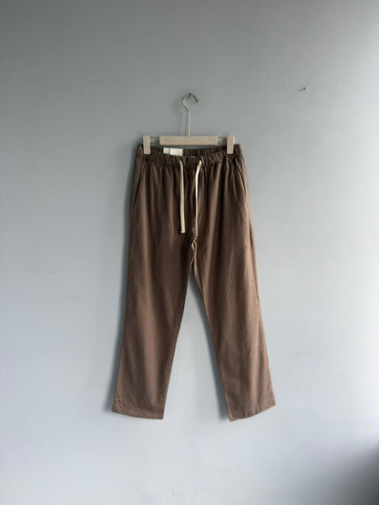 LIGHT BROWN RELAX FIT LINEN TROUSERS