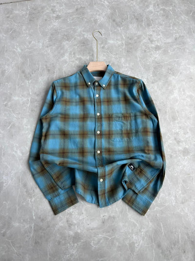 PEACOCK BLUE FLANEL CHECKED SHIRT