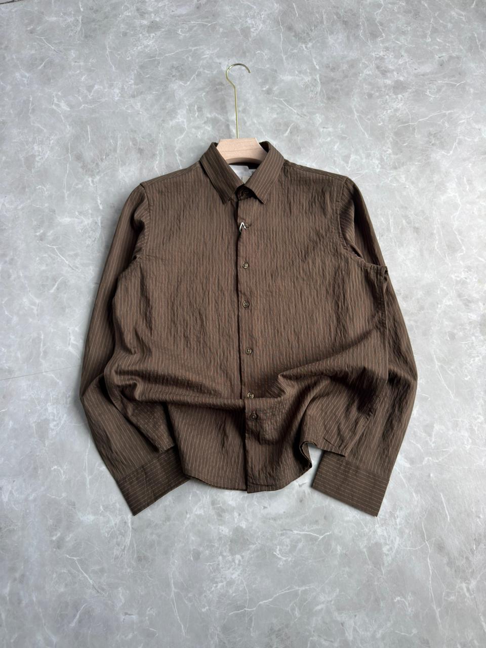 GREEN IMPORTED CRUSHED STRIPE SHIRT