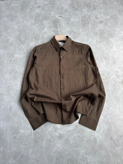 GREEN IMPORTED CRUSHED STRIPE SHIRT