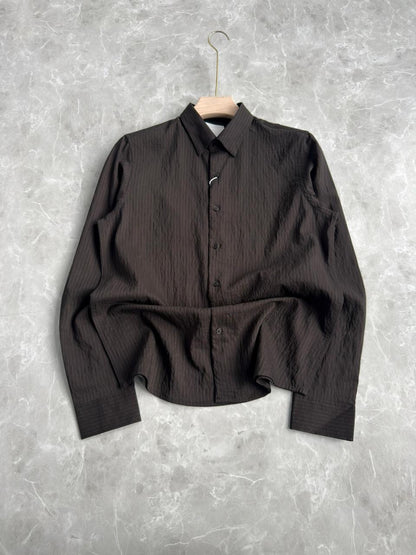 BLACK IMPORTED CRUSHED STRIPE SHIRT