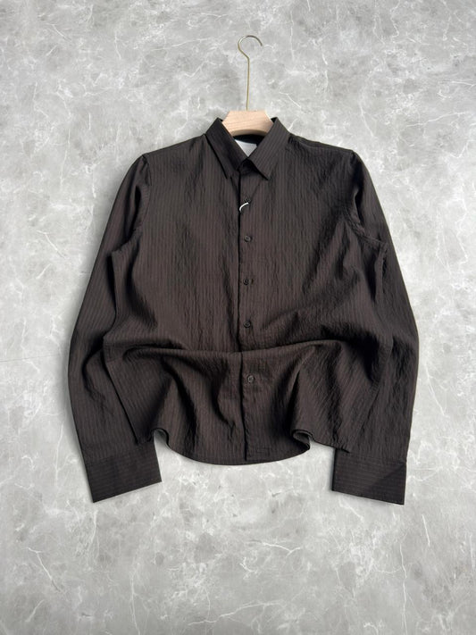 BLACK IMPORTED CRUSHED STRIPE SHIRT