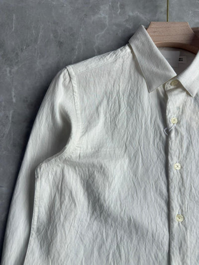 WHITE IMPORTED CRUSHEDE STRIPE SHIRT