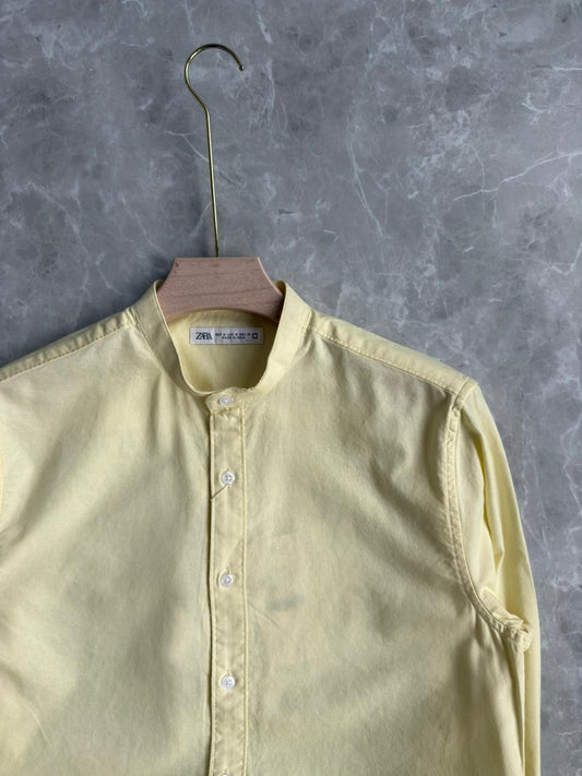 YELLOW MANDRAIN COLLAR SHIRT