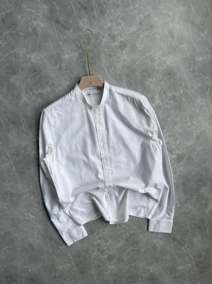 WHITE MANDRAIN COLLAR SHIRT