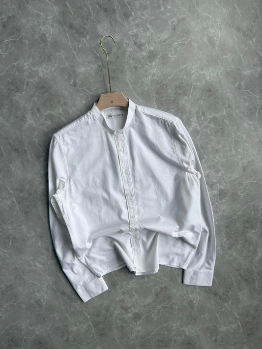 WHITE MANDRAIN COLLAR SHIRT