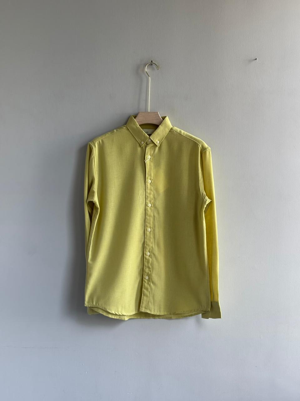 PASTEL YELLOW IMPORTED LINEN SHIRT