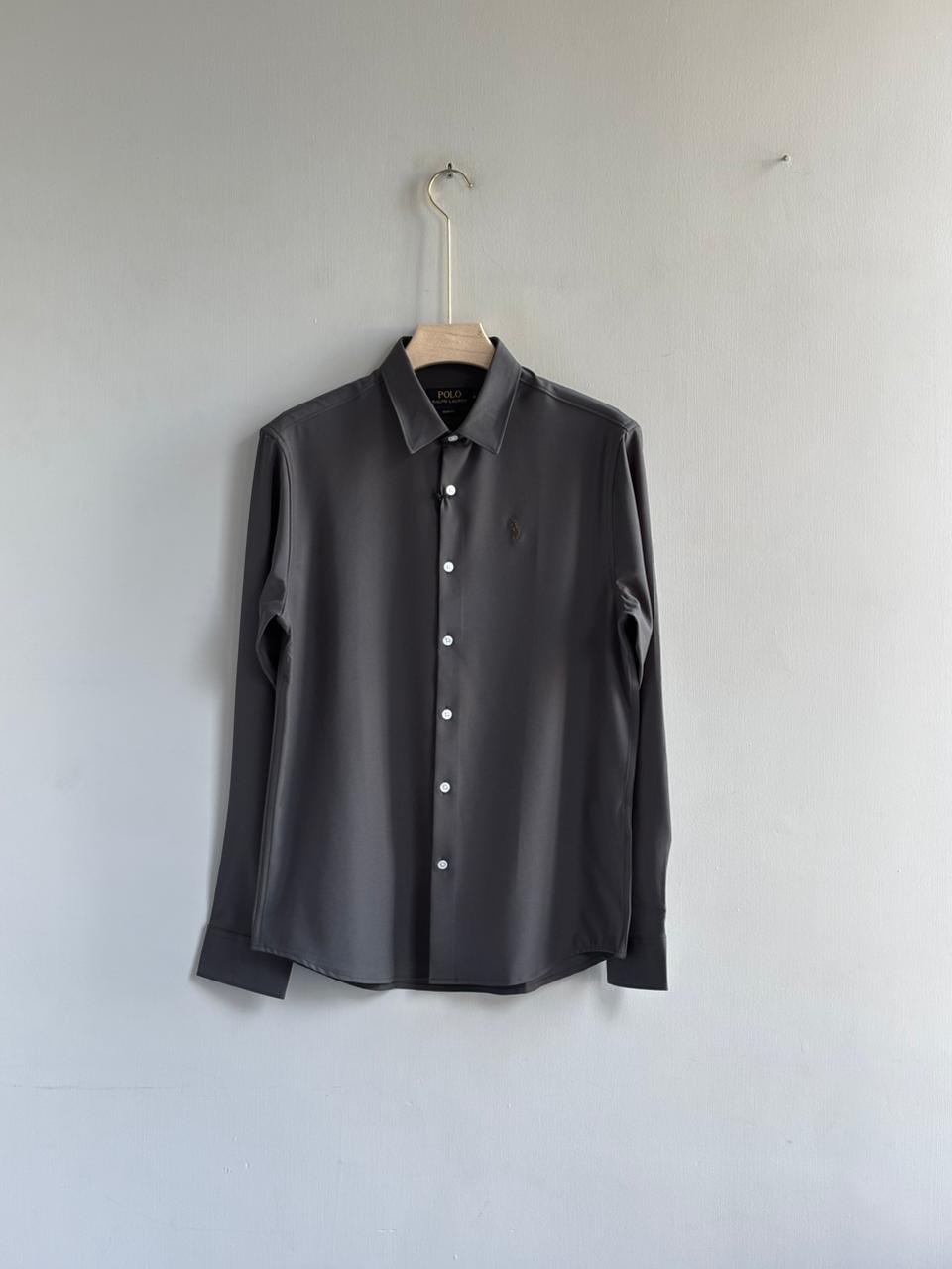 DARK GRAY IMPORTED SATIN SHIRT