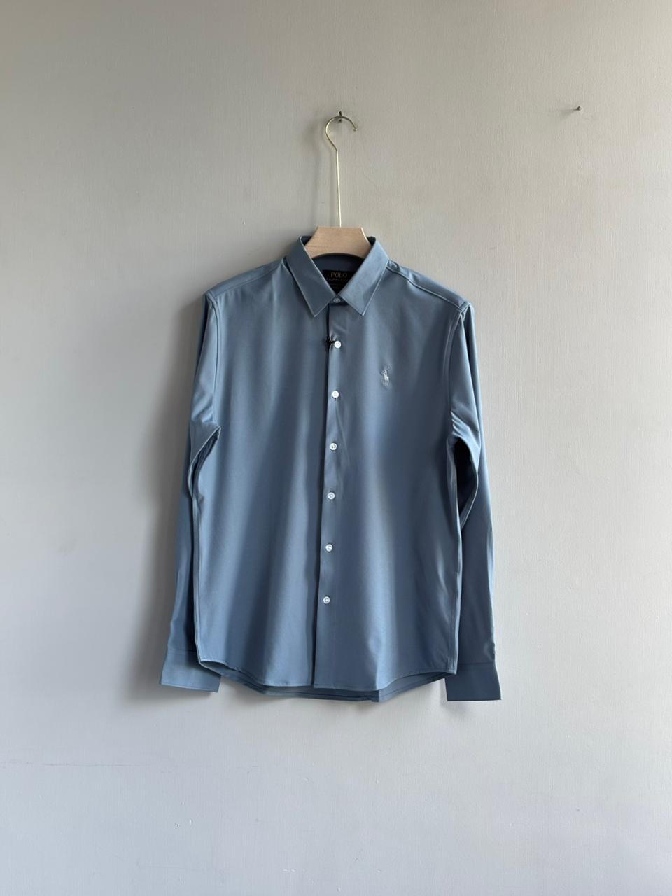 BLUE IMPORTED SATIN SHIRT