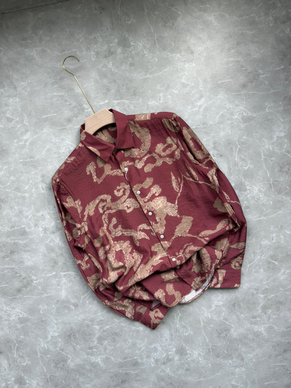 DARK PINK IMPORTED PRINTED SHIRT