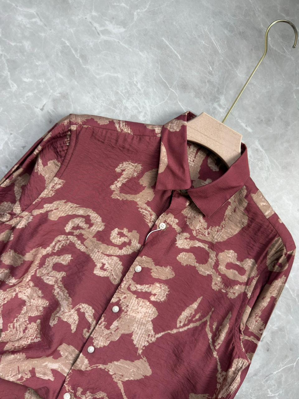 DARK PINK IMPORTED PRINTED SHIRT