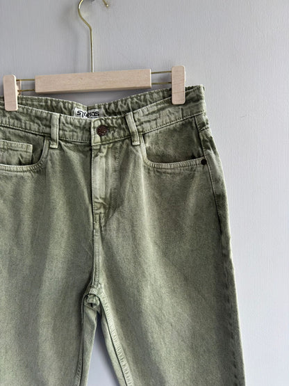 GREEN MOM FIT DENIM TROUSERS