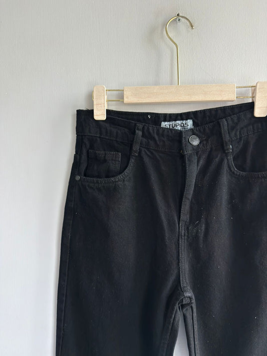 BLACK MOM FIT DENIM TROUSERS