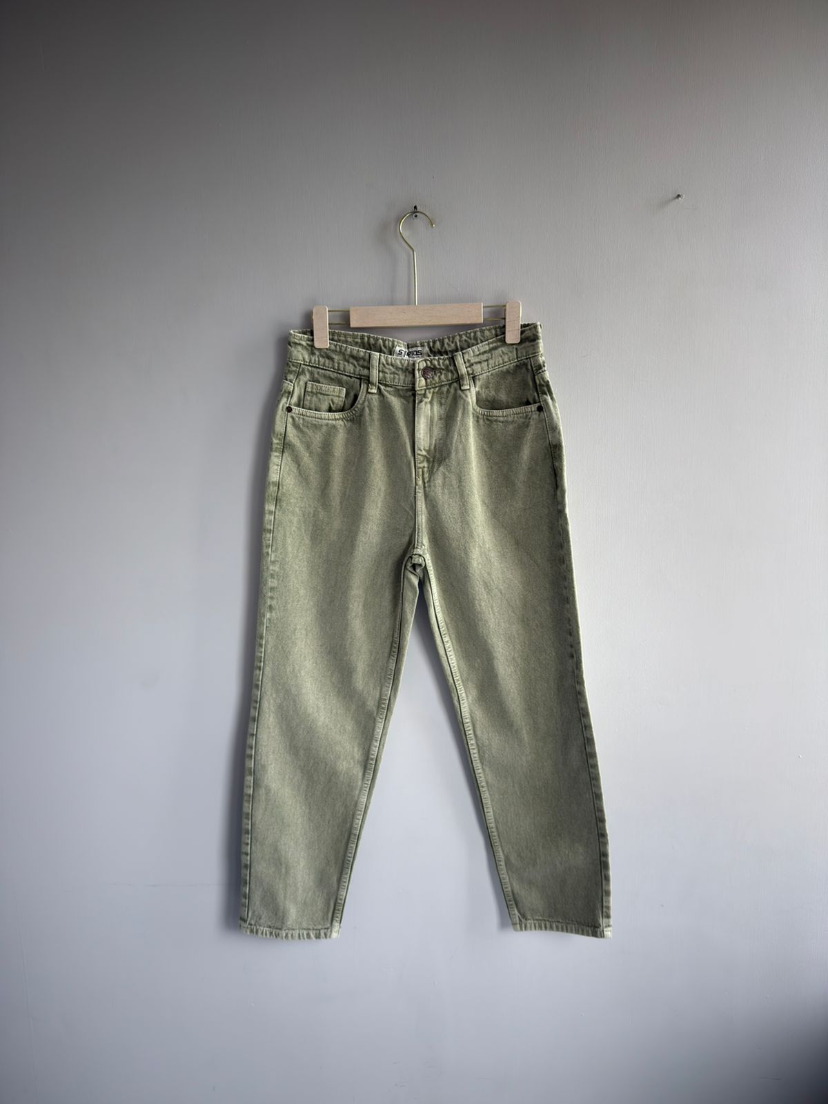 GREEN MOM FIT DENIM TROUSERS