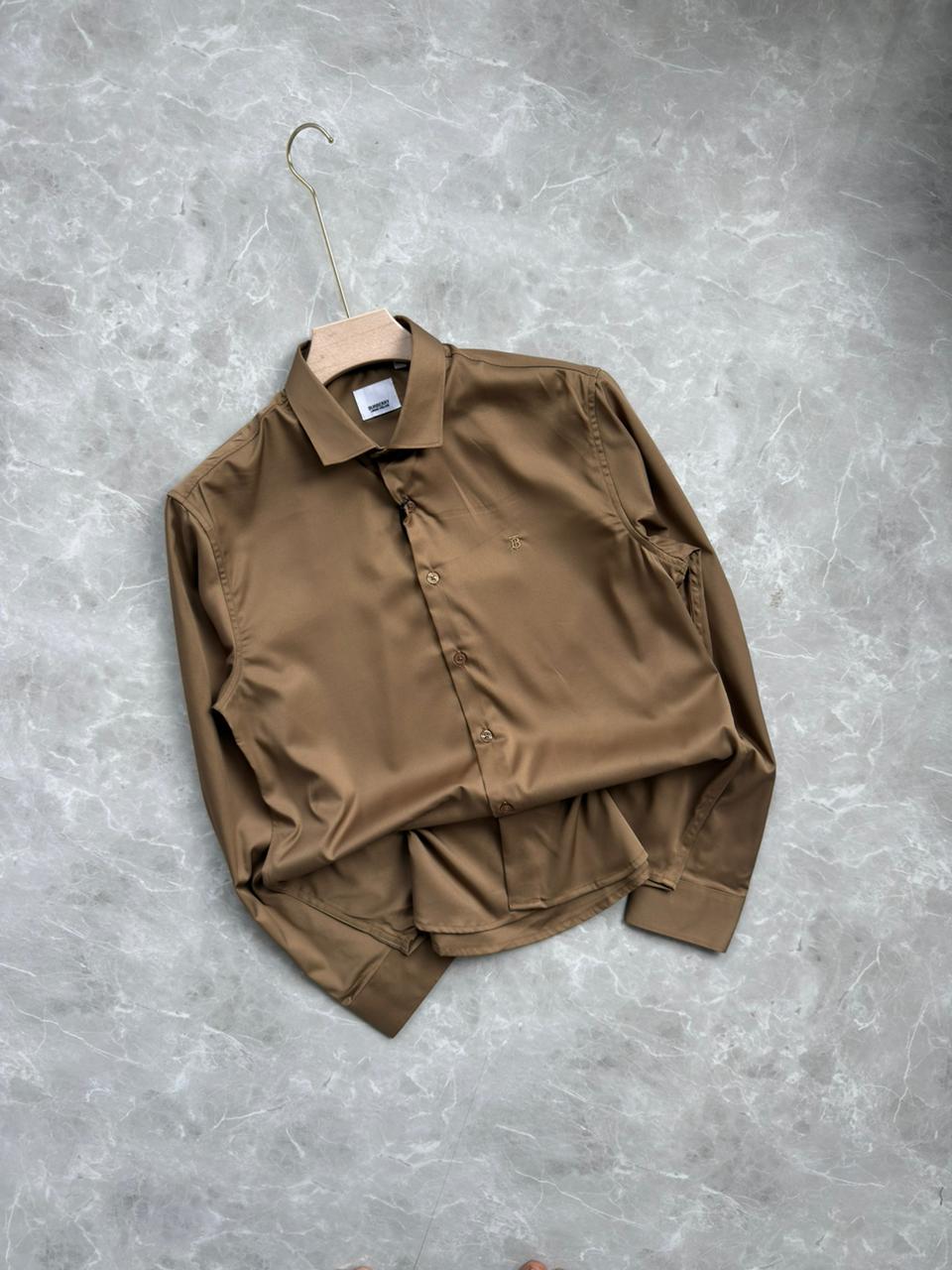KHAKI SATIN SHIRT