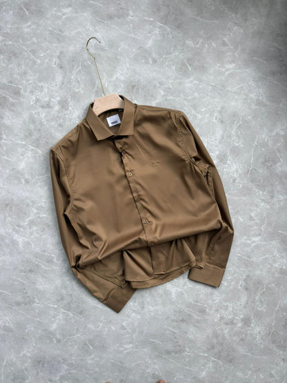 KHAKI SATIN SHIRT