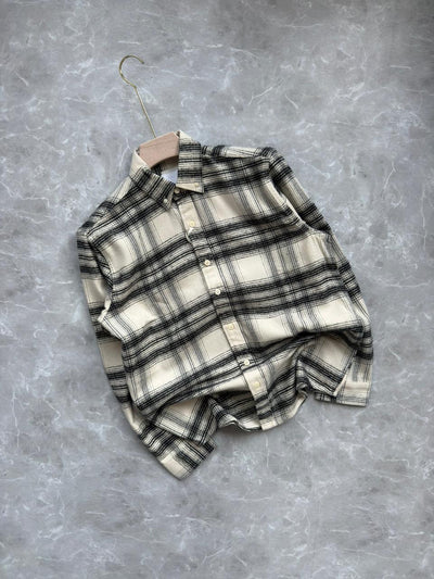 WHITE BRUSH COTTON CHECKED SHIRT