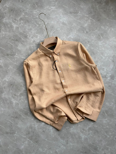 ALMOND BEIGE IMPORTED KOREAN LINEN SHIRT
