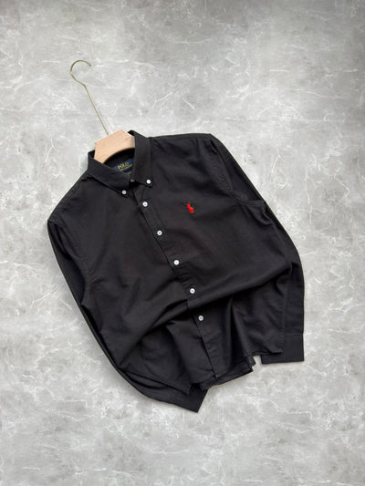 BLACK  SLUB LINEN SHIRT