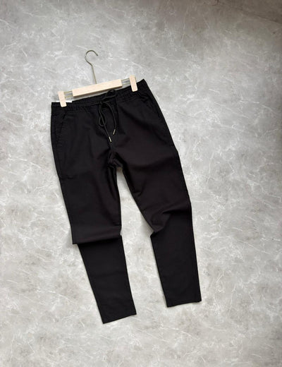 BLACK SLIM FIT LINEN TROUSERS