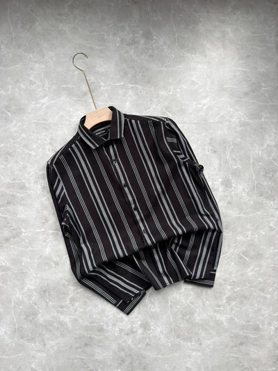 BLACK DOBBY STRIPES SHIRT