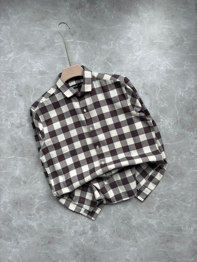 PURPLE  DOBBY CHECKED SHIRT
