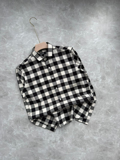 BLACK DOBBY CHECKED SHIRT