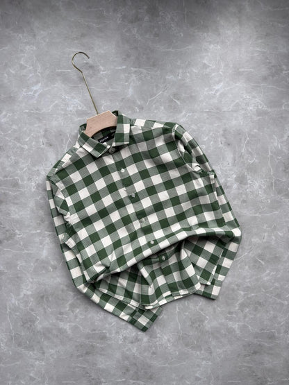 GREEN DOBBY CHECKED SHIRT
