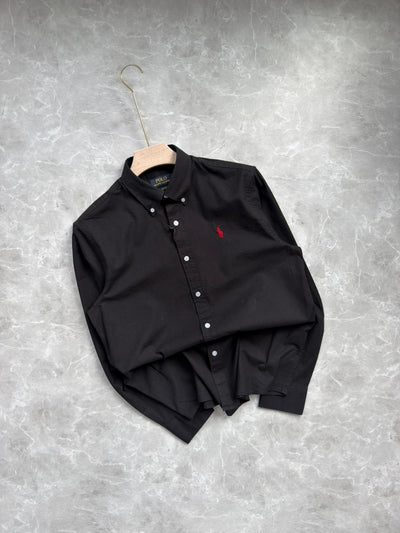 BLACK SLUB LINEN SHIRT